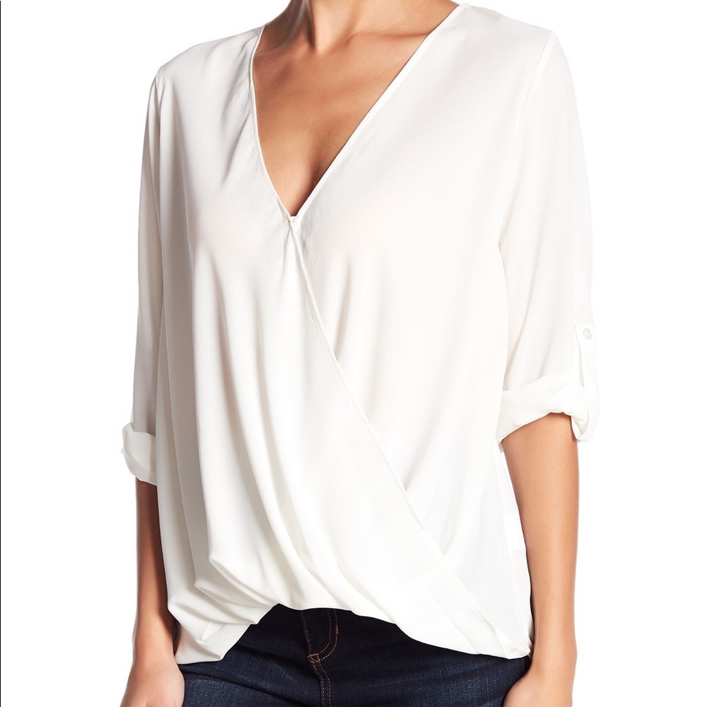 LUSH Surplice Draped High/Low Blouse Size Small